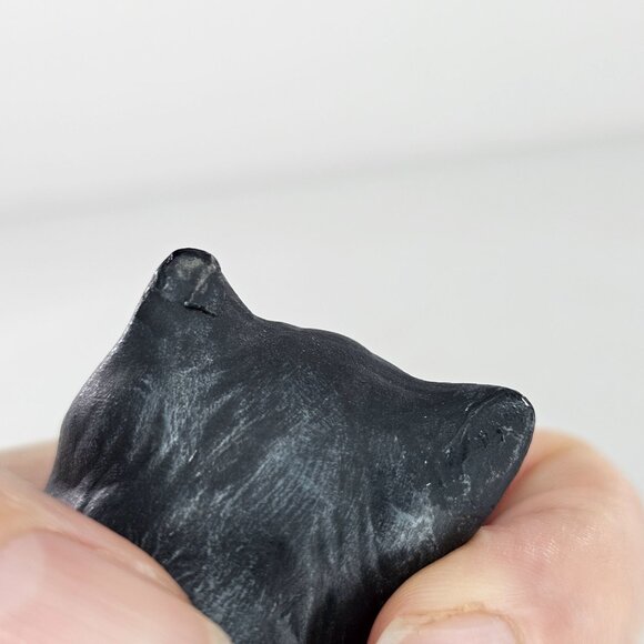 Vintage Black Cat Figurine Signed Cindy Hand Painted Green Eyes *Flaws* - Picture 10 of 10